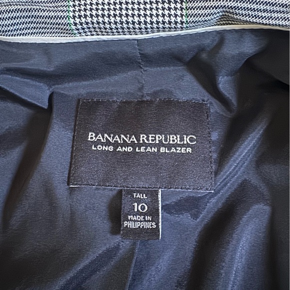 Banana Republic Long & Lean black white plaid Blazer single button 10 tall - Picture 2 of 10